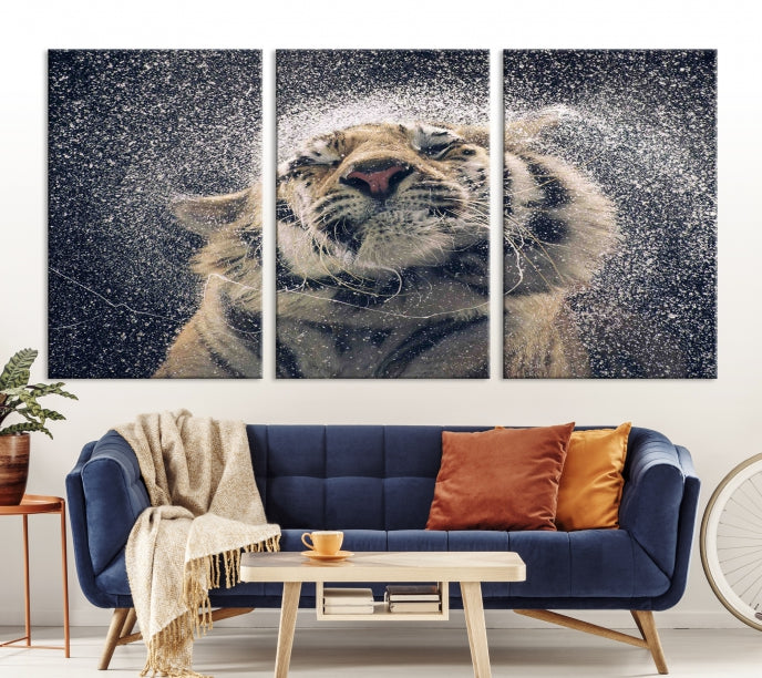 Tigre et pluie Impression sur toile