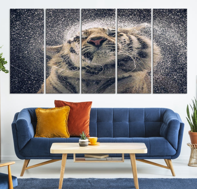 Tiger and Rain Canvas Print