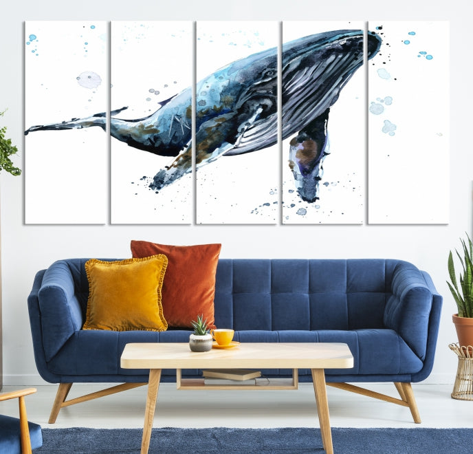 Art mural de baleine aquarelle Impression sur toile