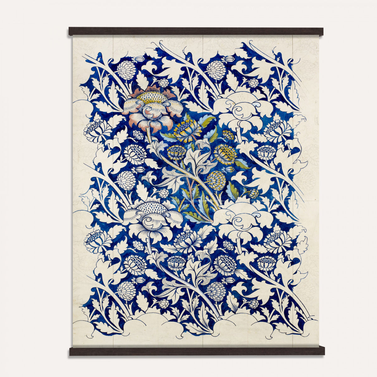 17718362-MGV-TP-24X36 - William Morris Windrush Tapestry, Indigo Blue Floral Wall Hanging Blanket, Art Nouveau Flower Pattern Art, Vintage Arts Crafts Room Gift