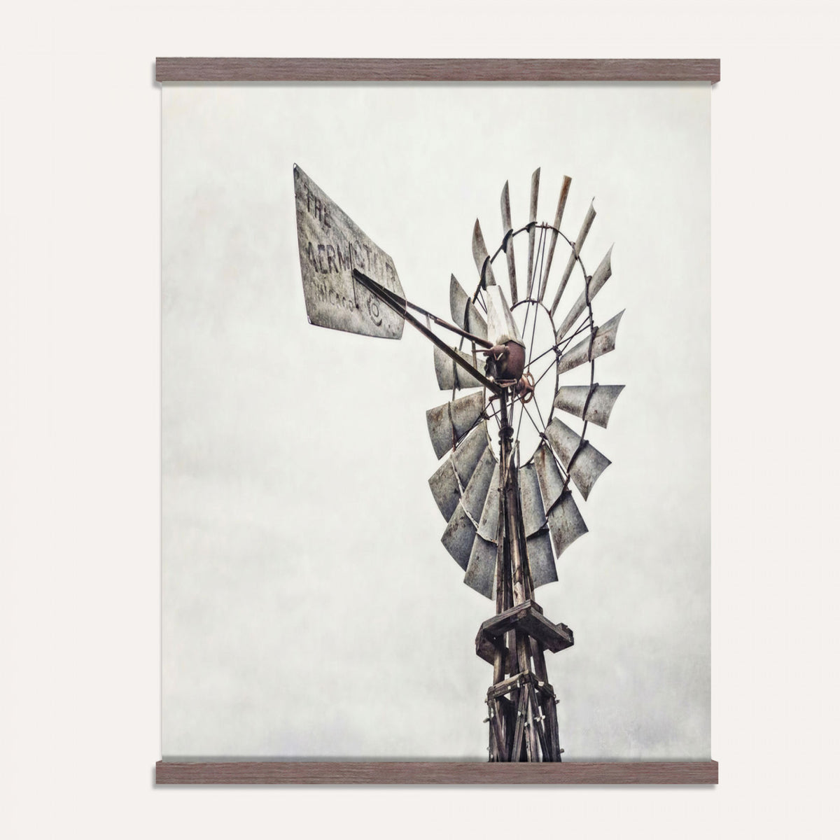 63200638-MGV-TP-24X36 - Vintage Rustic Farmhouse Windmill Canvas Wall Art - Western Country Landscape Print