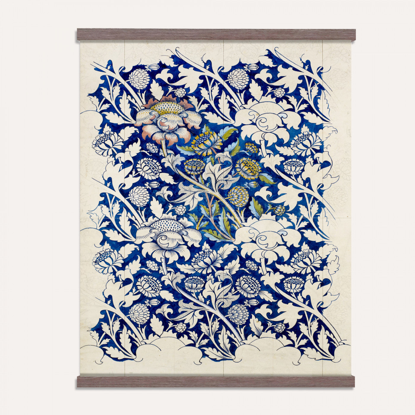 17718362-MGV-TP-24X36 - William Morris Windrush Tapestry, Indigo Blue Floral Wall Hanging Blanket, Art Nouveau Flower Pattern Art, Vintage Arts Crafts Room Gift