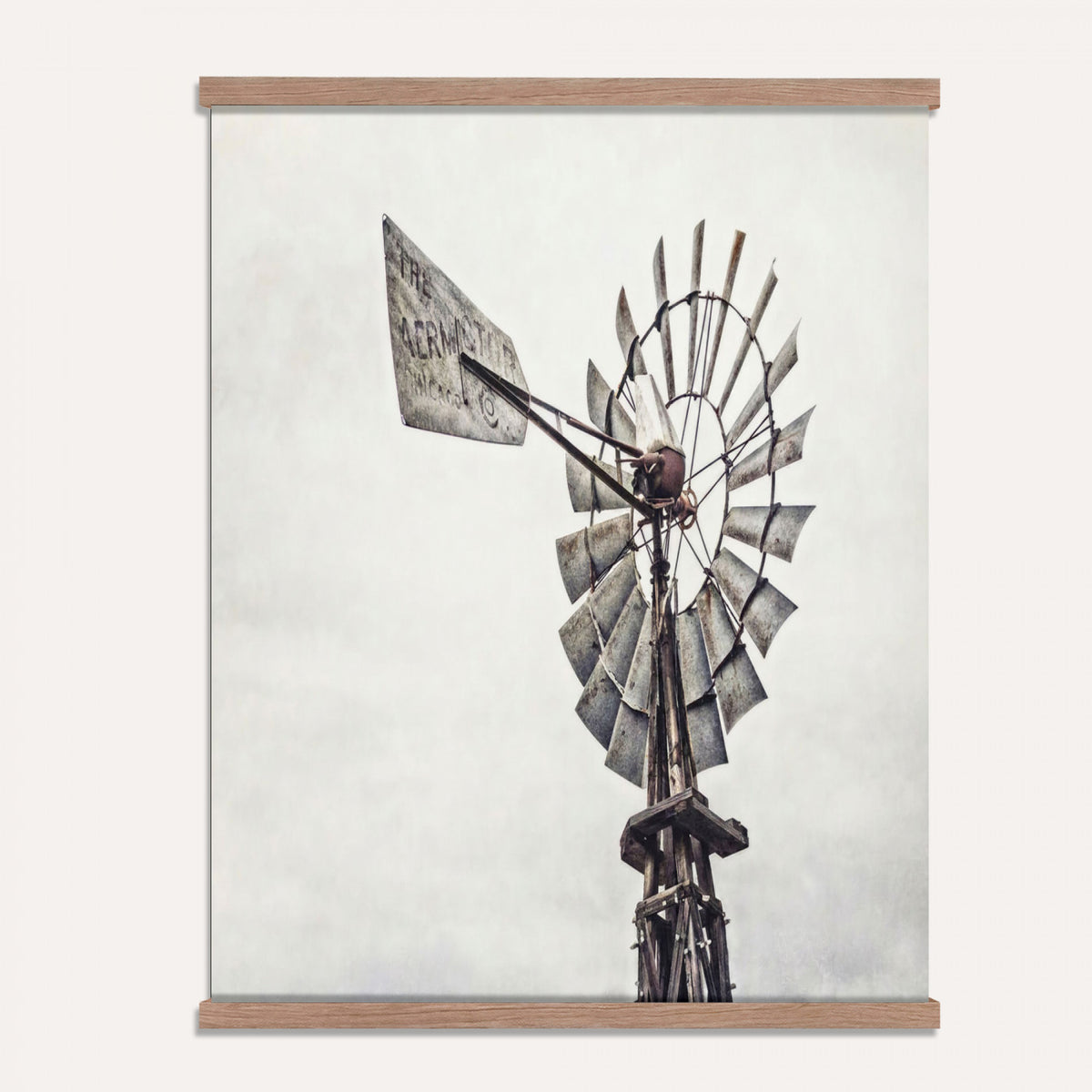 63200638-MGV-TP-24X36 - Vintage Rustic Farmhouse Windmill Canvas Wall Art - Western Country Landscape Print