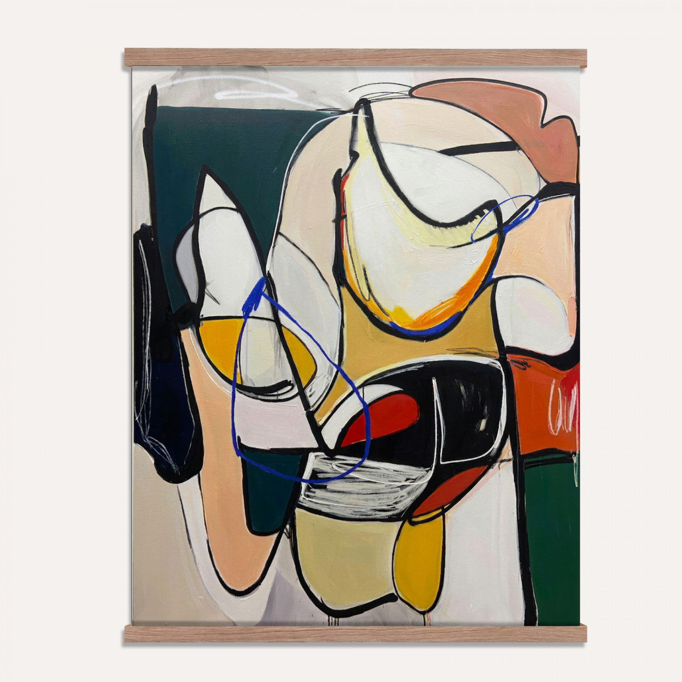 78751462-MGV-TP-24X36 - Mid Century Modern Abstract Canvas Wall Art Colorful Cubist Painting Print