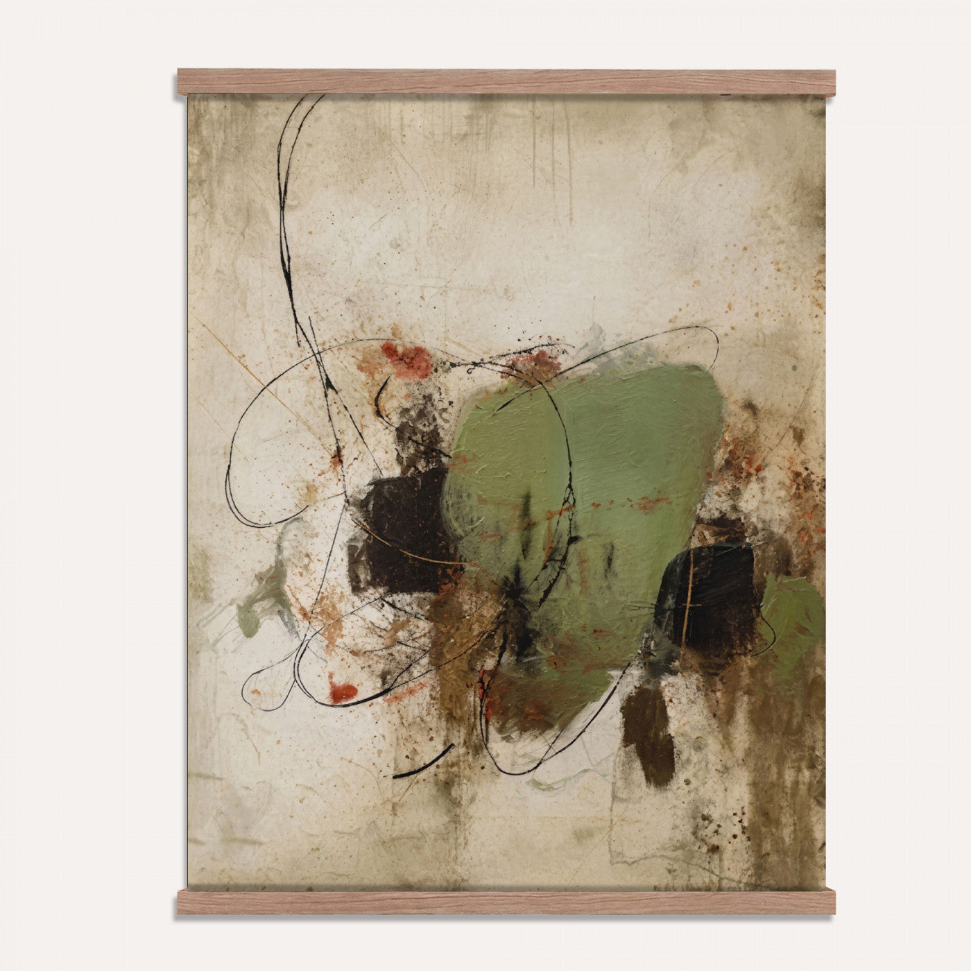 18219840-MGV-TP-24X36 - Sage Green Abstract Canvas Wall Art Textured Neutral Mixed Media Print for Home Decor