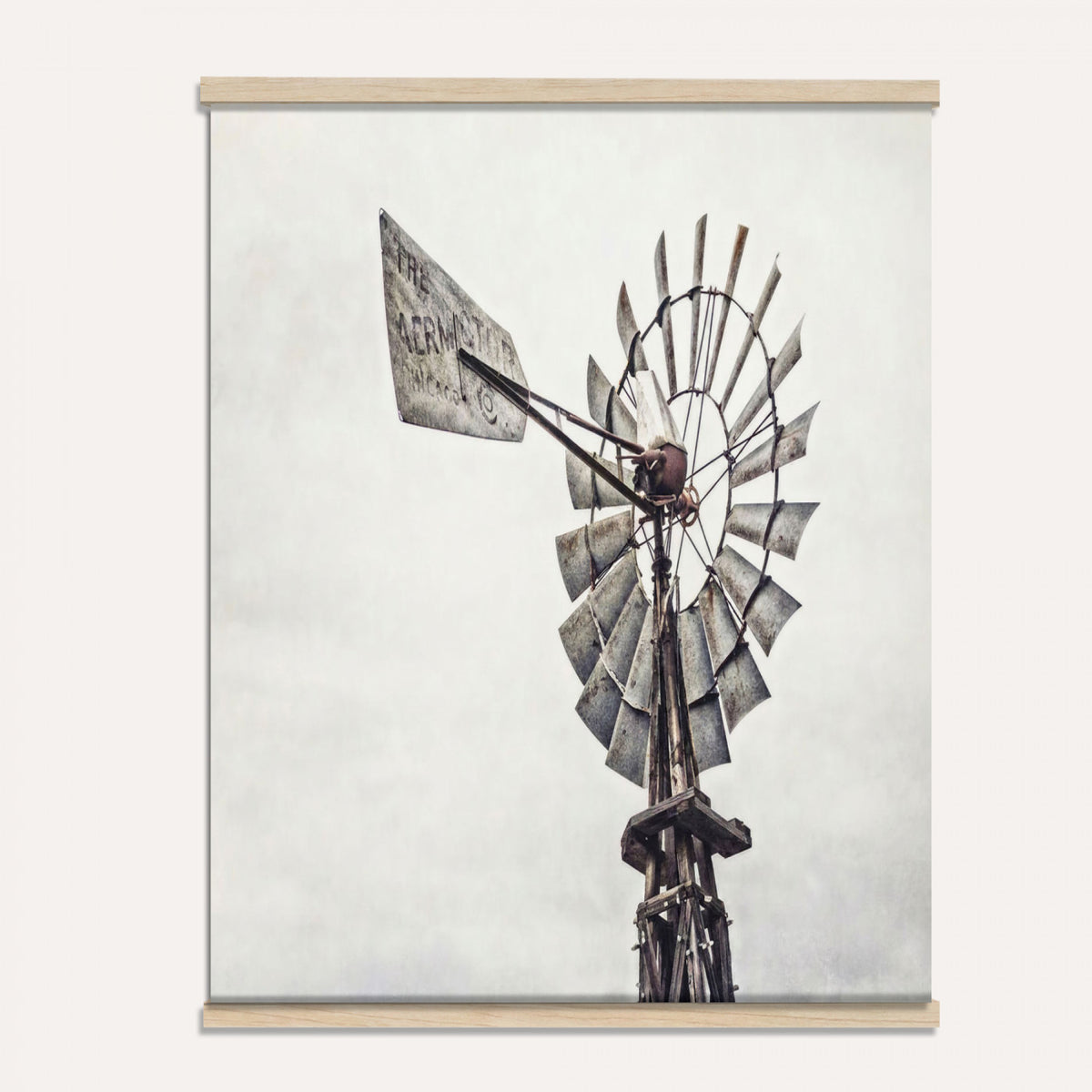 63200638-MGV-TP-24X36 - Vintage Rustic Farmhouse Windmill Canvas Wall Art - Western Country Landscape Print
