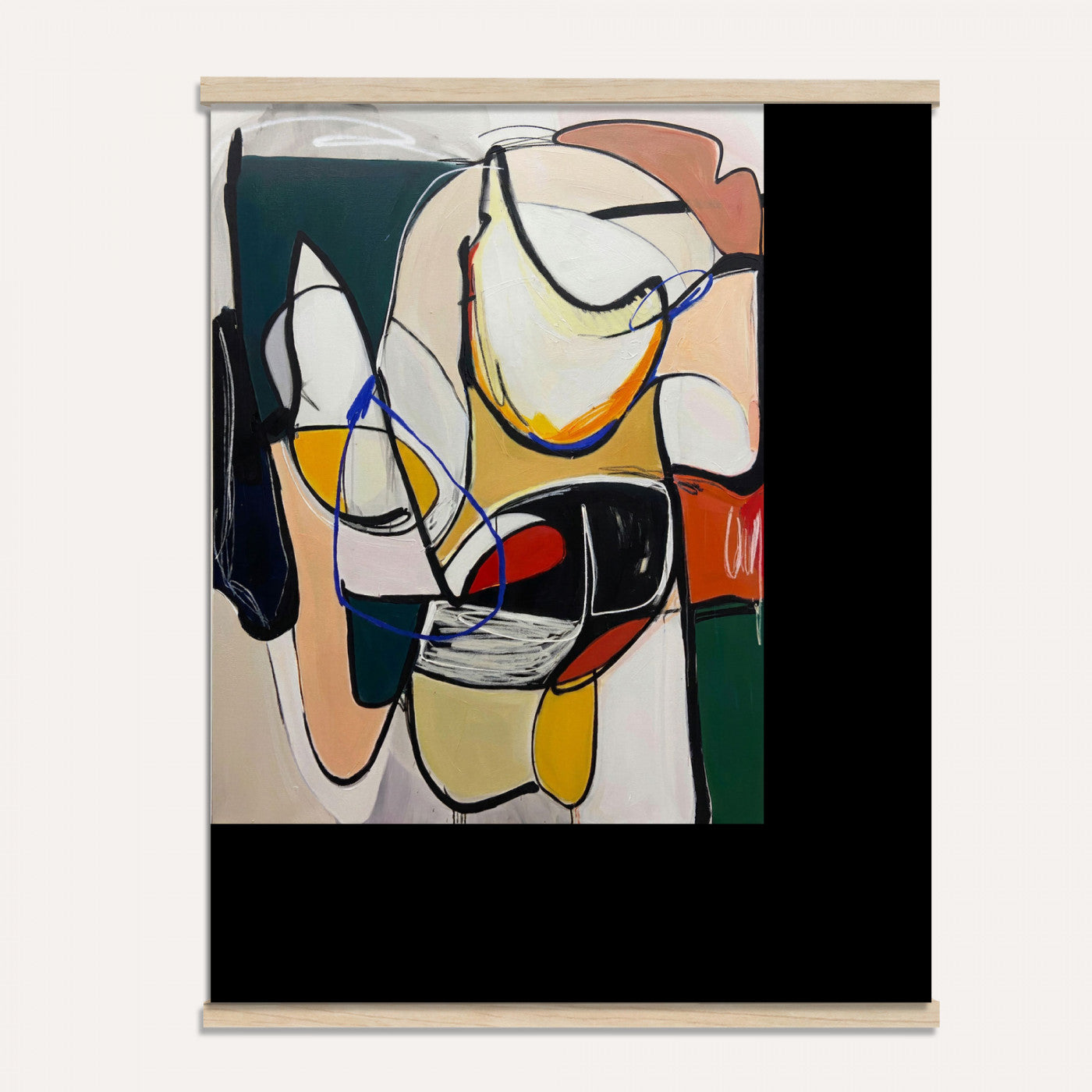 78751462-MGV-TP-24X36 - Mid Century Modern Abstract Canvas Wall Art Colorful Cubist Painting Print