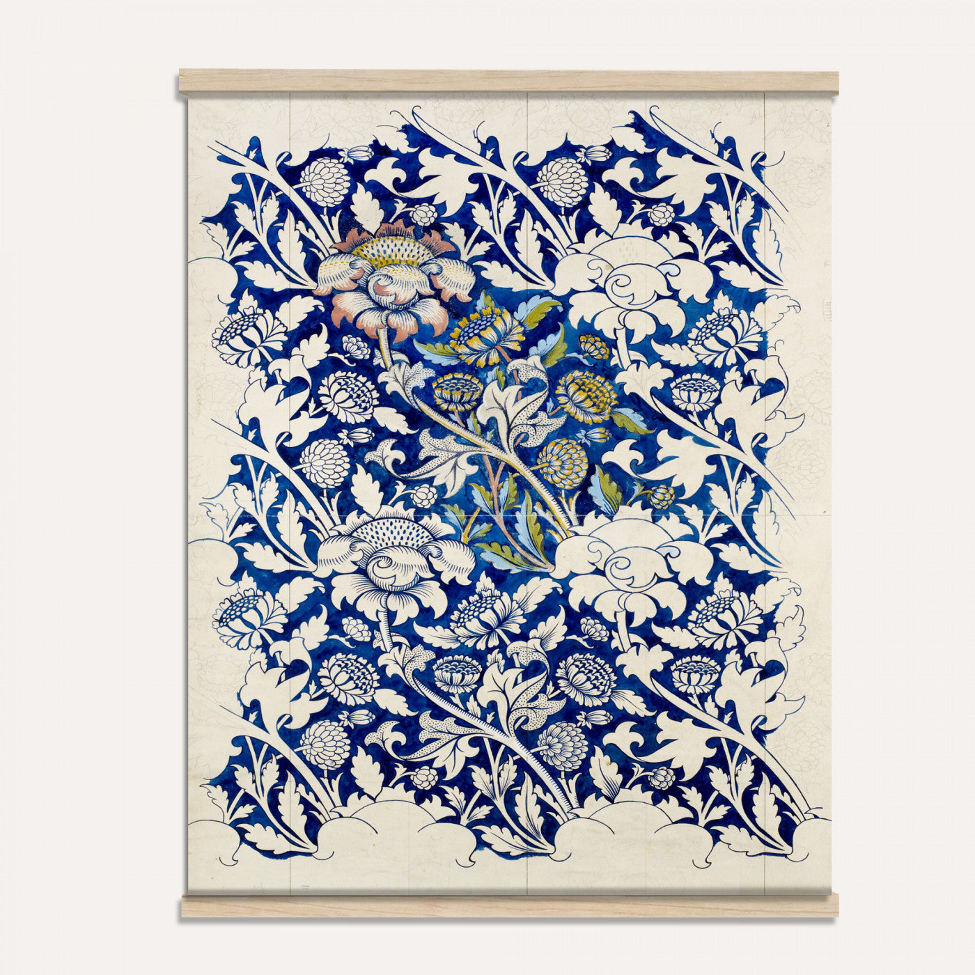 17718362-MGV-TP-24X36 - William Morris Windrush Tapestry, Indigo Blue Floral Wall Hanging Blanket, Art Nouveau Flower Pattern Art, Vintage Arts Crafts Room Gift
