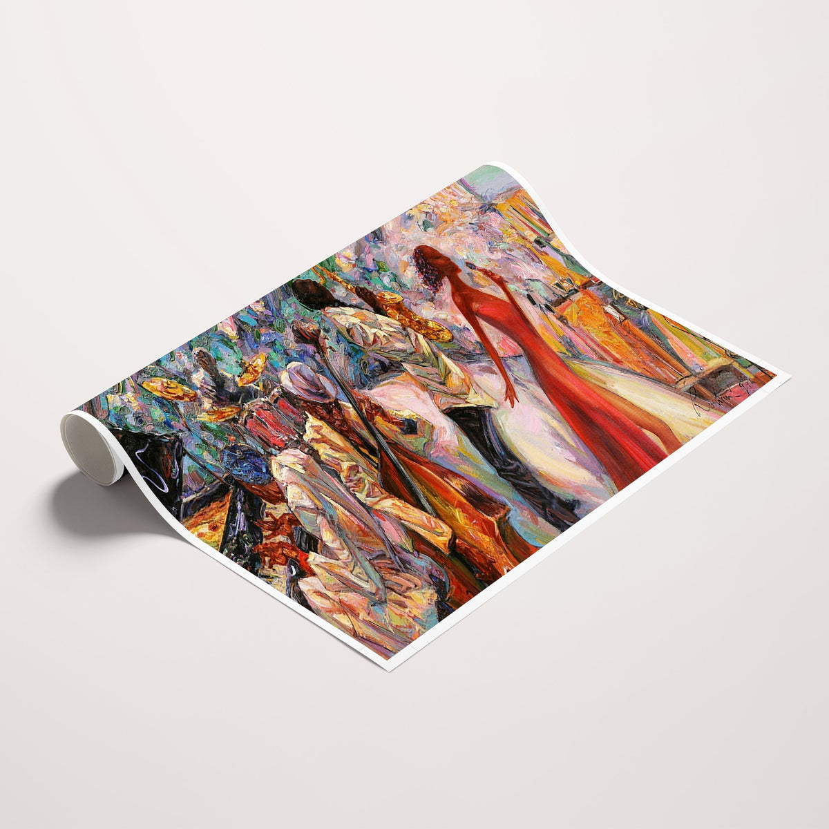40574-_Poster-30x20 - Afro American Jazz Band Canvas Wall Art | 3 Panel Music Studio Decor