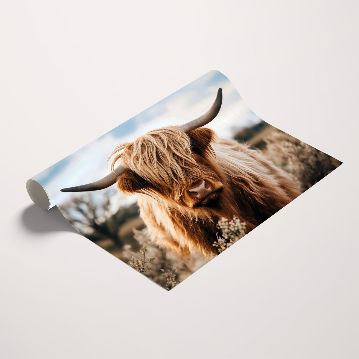 55903-_Poster-30x20 - Scottish Cow Longhorn Wall Art Canvas Print