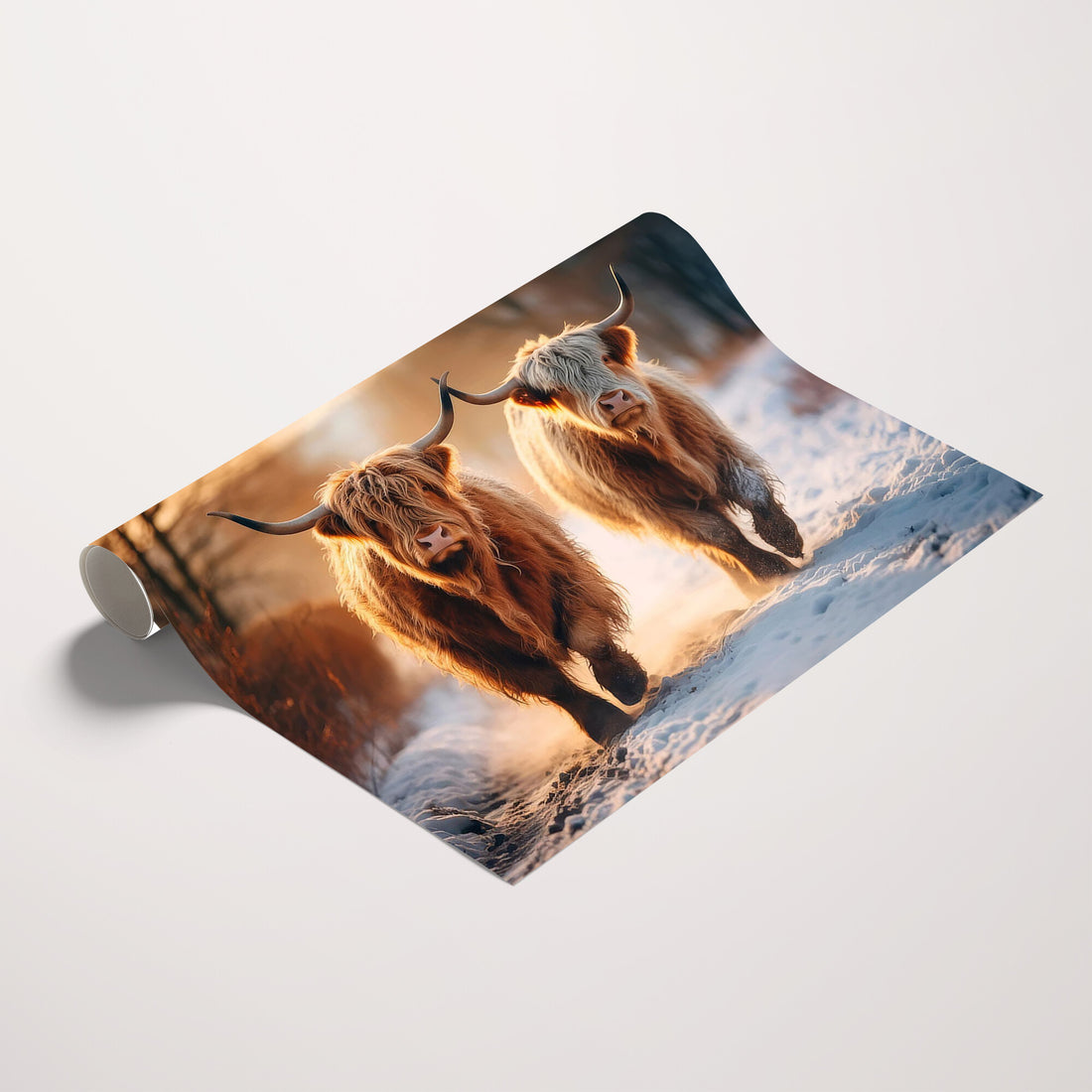 Scottish Highland Cow Horn Farm Wall Art Canvas Print