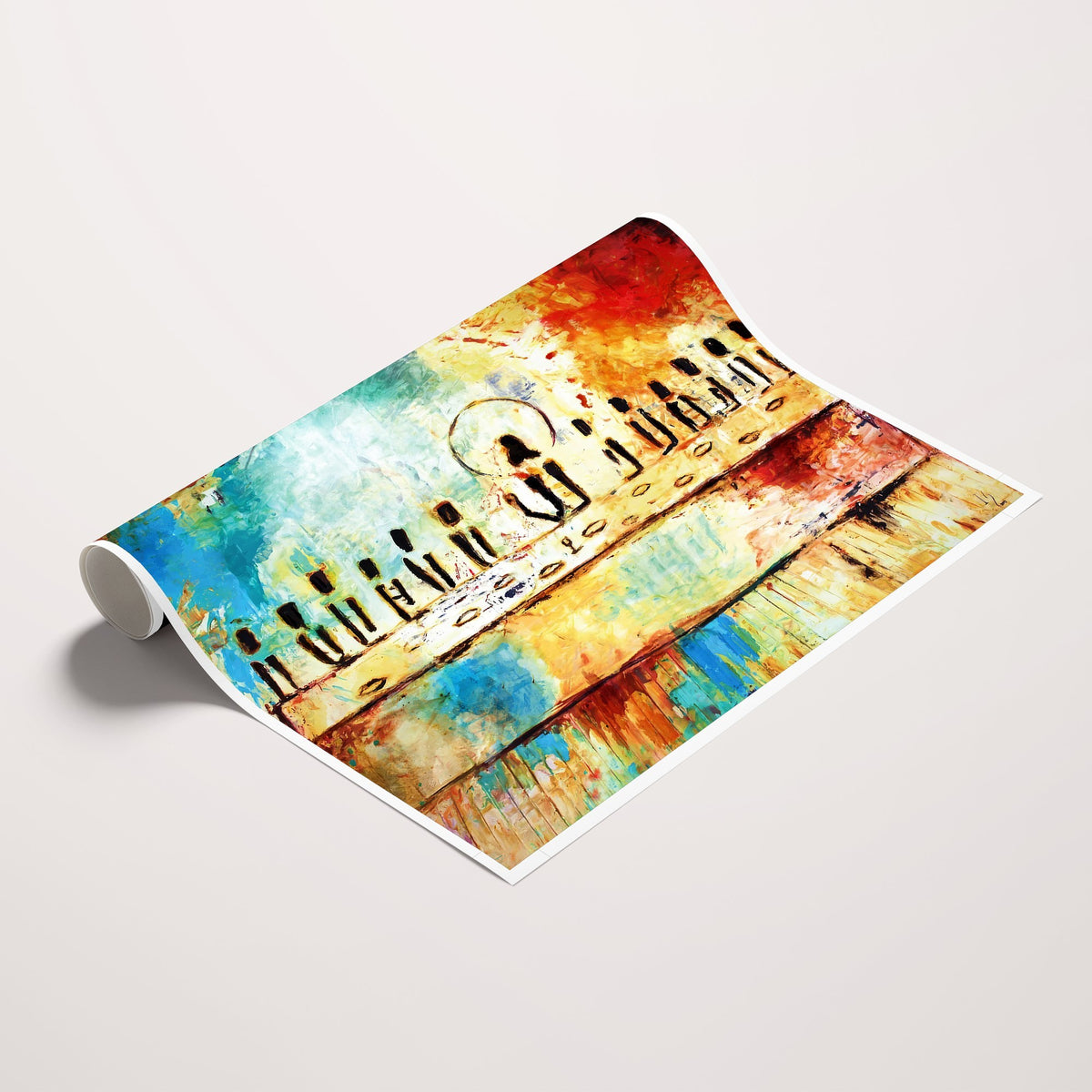 YKE34632598CR-_Poster-30x20 - Abstract Last Supper Wall Art, Jesus and Apostles Canvas Print, Religious Decor
