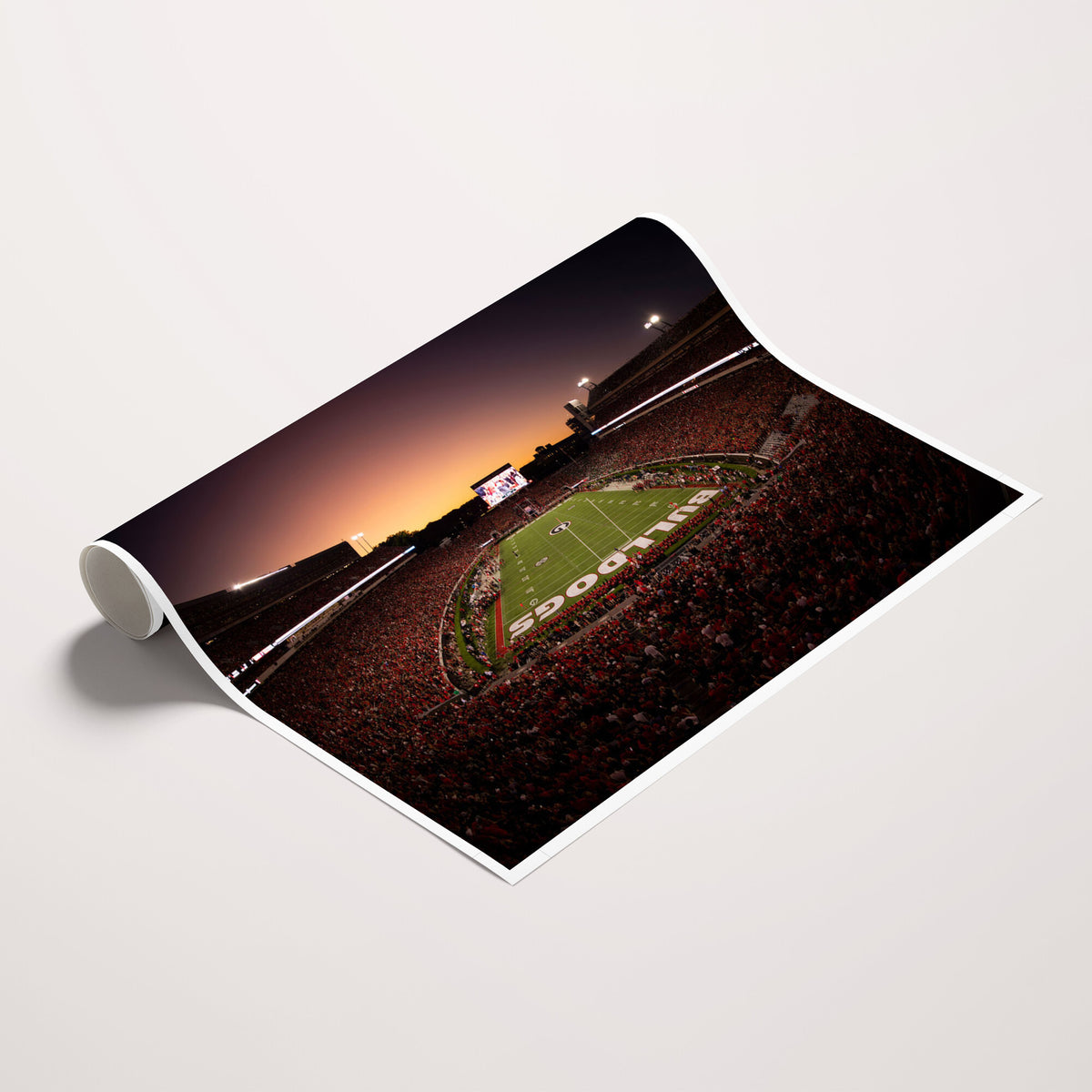 97720998-_Poster-30x20 - Georgia Bulldogs Stadium Sunset Canvas Print 3 Piece Framed Wall Art Extra Large Floating Frame Sports Poster Made in USA