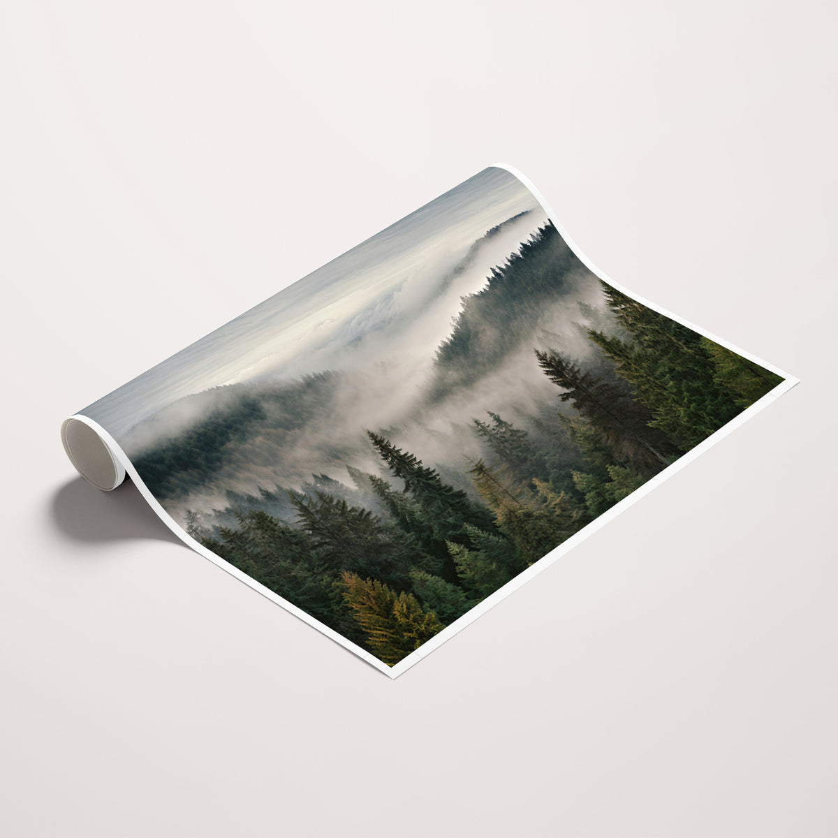 38409495-_Poster-30x20 - Misty Pine Valley Mountain Canvas Print 3 Piece Framed Wall Art Extra Large Floating Frame Nature Poster Made in USA