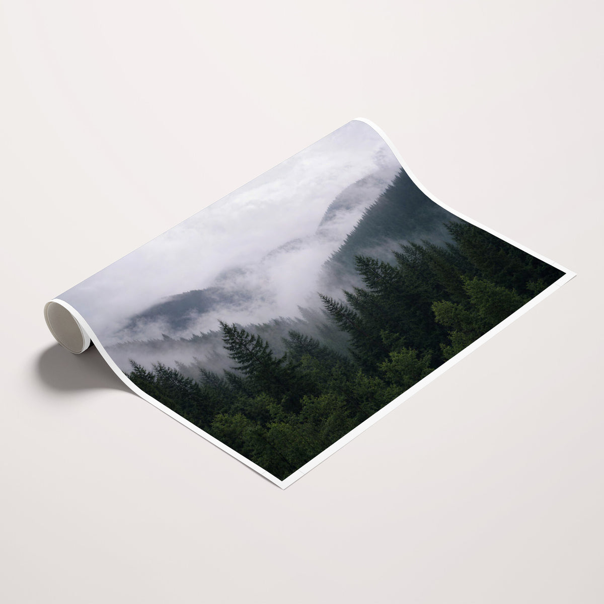 25432119-_Poster-30x20 - Misty Mountain Pine Forest Canvas Print 3 Piece Framed Wall Art Extra Large Floating Frame Nature Poster Made in USA