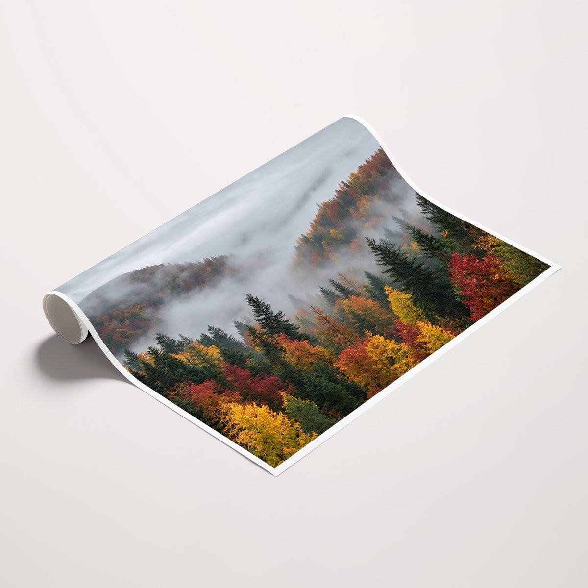 47877083-_Poster-30x20 - Fall Forest Misty Mountain Canvas Print Smoky Mountain Landscape Wall Art Autumn Trees Nature Poster Printing