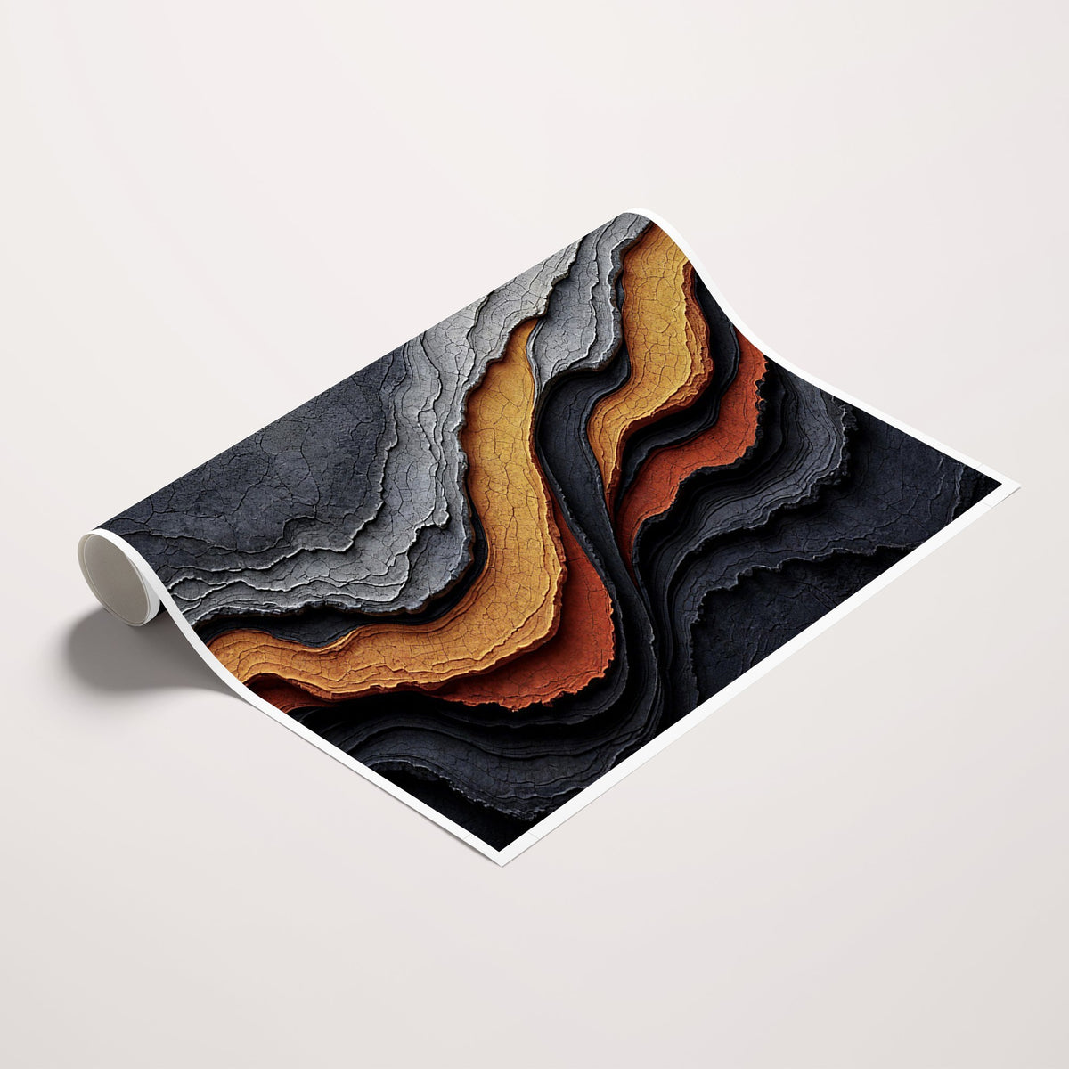 59852489-_Poster-30x20 - Abstract Waves Canvas Wall Art - Modern Terracotta and Charcoal Gray Print