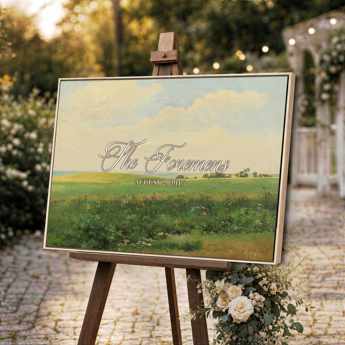 22038715-MCV-HS-36X24 - Personalized Family Name Sign | Open Field Vintage Landscape Canvas | Wedding Gift