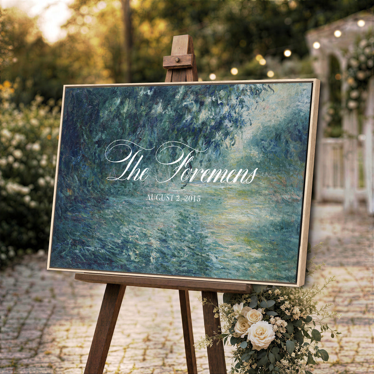 58388539-MCV-HS-36X24 - Personalized Family Name Sign | Willow River Vintage Landscape Canvas | Wedding Gift