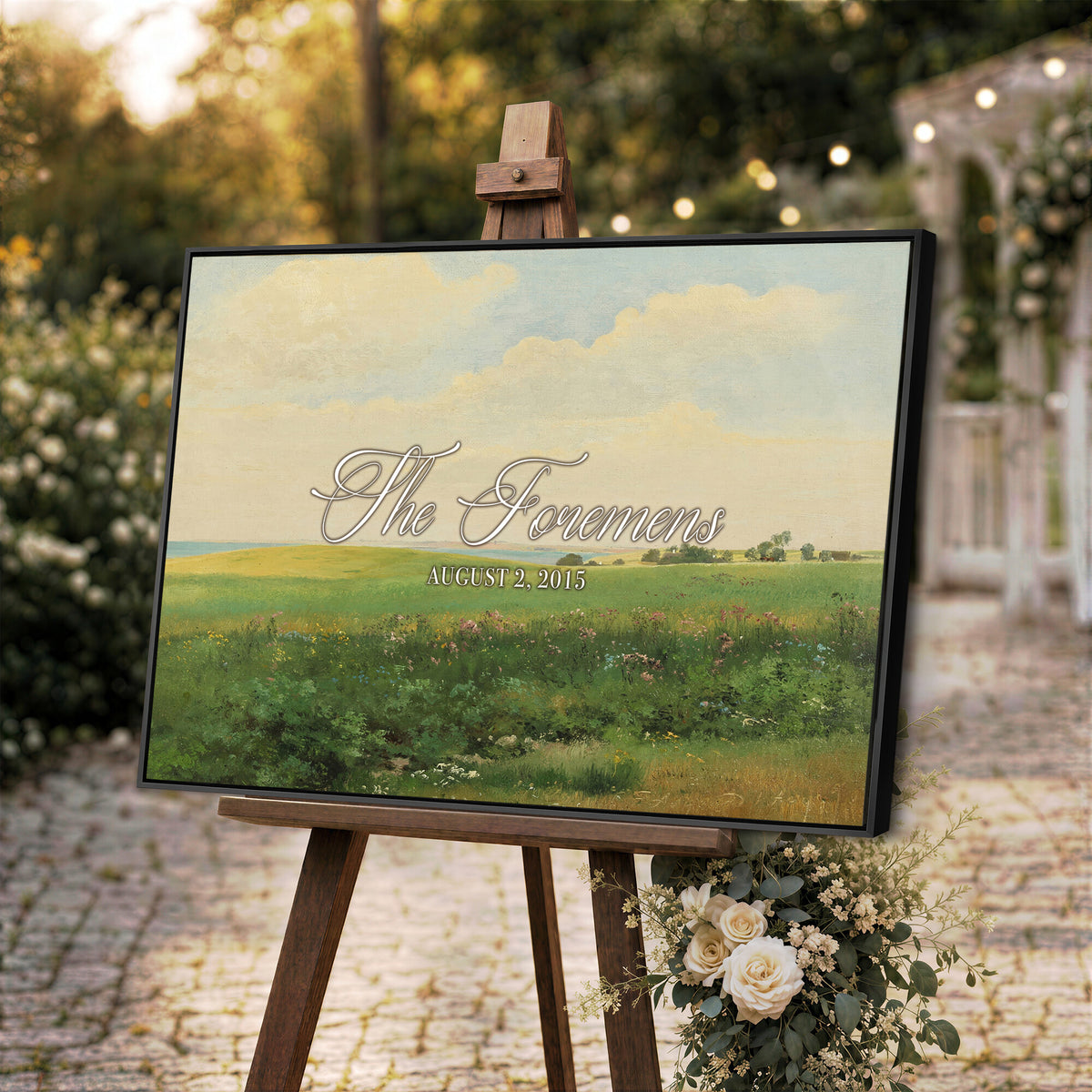 22038715-MCV-HS-36X24 - Personalized Family Name Sign | Open Field Vintage Landscape Canvas | Wedding Gift
