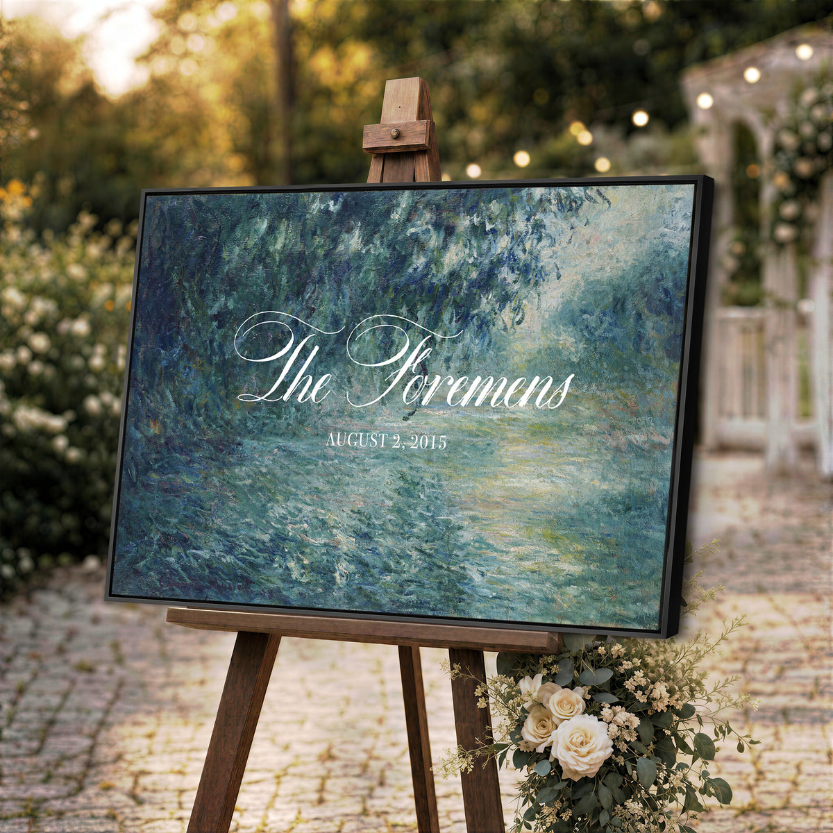 58388539-MCV-HS-36X24 - Personalized Family Name Sign | Willow River Vintage Landscape Canvas | Wedding Gift