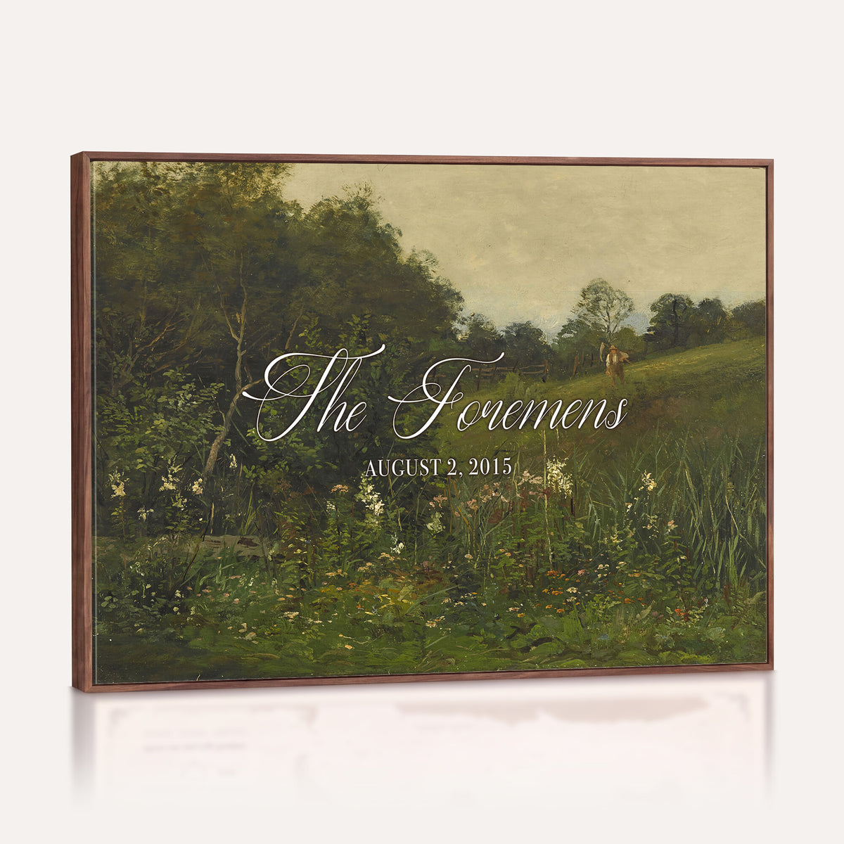 99042643-MCV-HS-36X24 - Personalized Family Name Sign | Wildflower Meadow Vintage Landscape Canvas | Wedding Gift