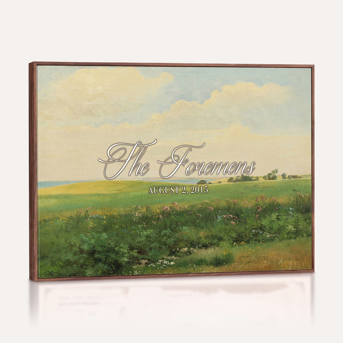 22038715-MCV-HS-36X24 - Personalized Family Name Sign | Open Field Vintage Landscape Canvas | Wedding Gift