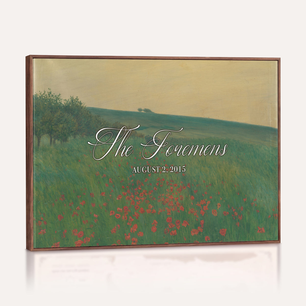 29657787-MCV-HS-36X24 - Personalized Family Name Sign | Poppy Field Vintage Landscape Canvas | Wedding Gift