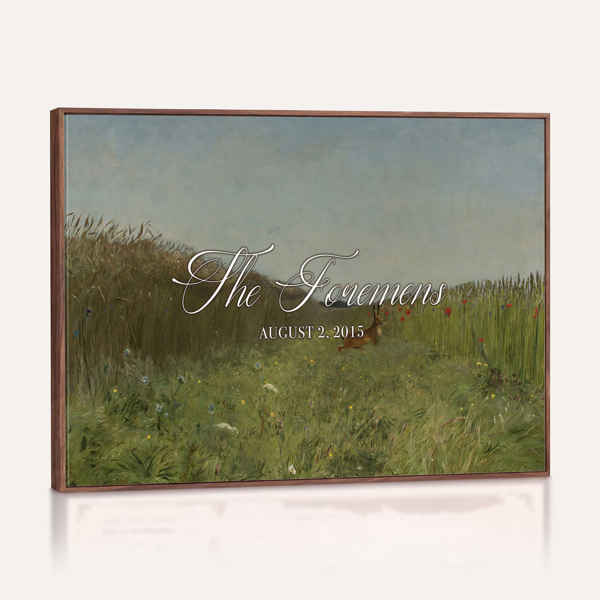 68974350-MCV-HS-36X24 - Personalized Family Name Sign | Summer Meadow Vintage Landscape Canvas | Wedding Gift