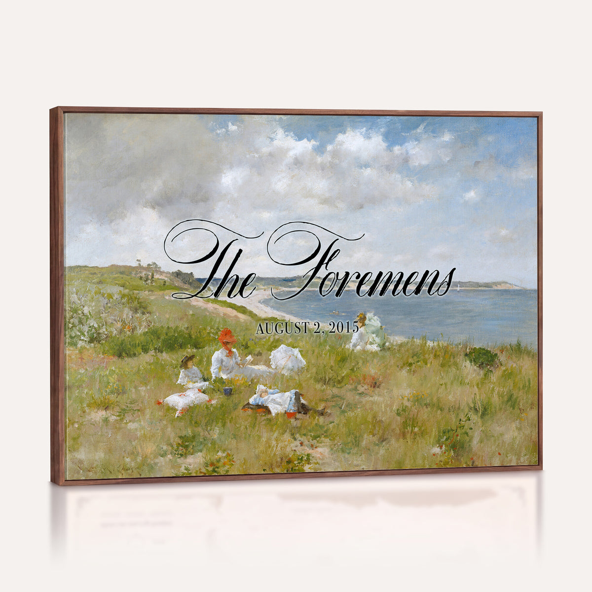 70430546-MCV-HS-36X24 - Personalized Family Name Sign | Hillside Picnic Vintage Landscape Canvas | Wedding Gift