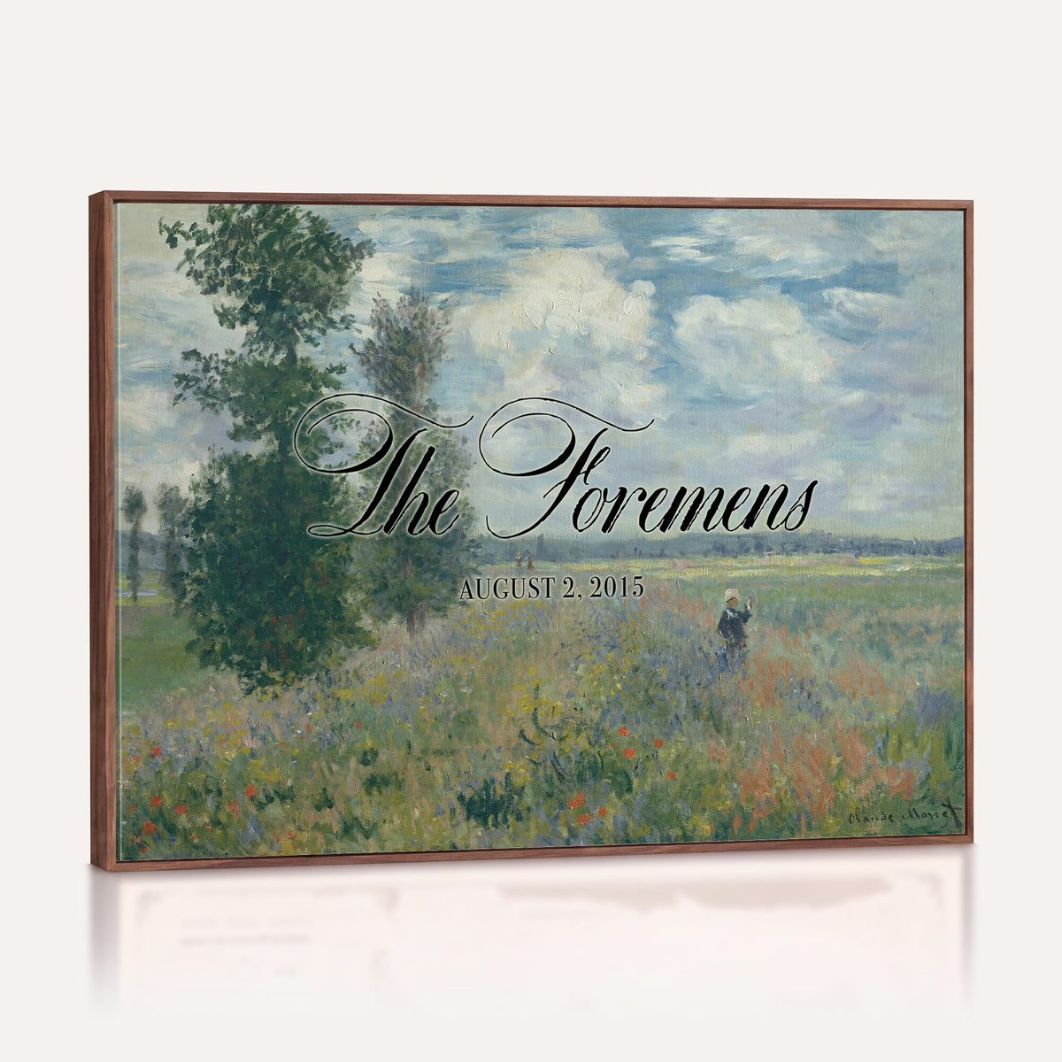 69396376-MCV-HS-36X24 - Personalized Family Name Sign | Cloudy Meadow Vintage Landscape Canvas | Wedding Gift