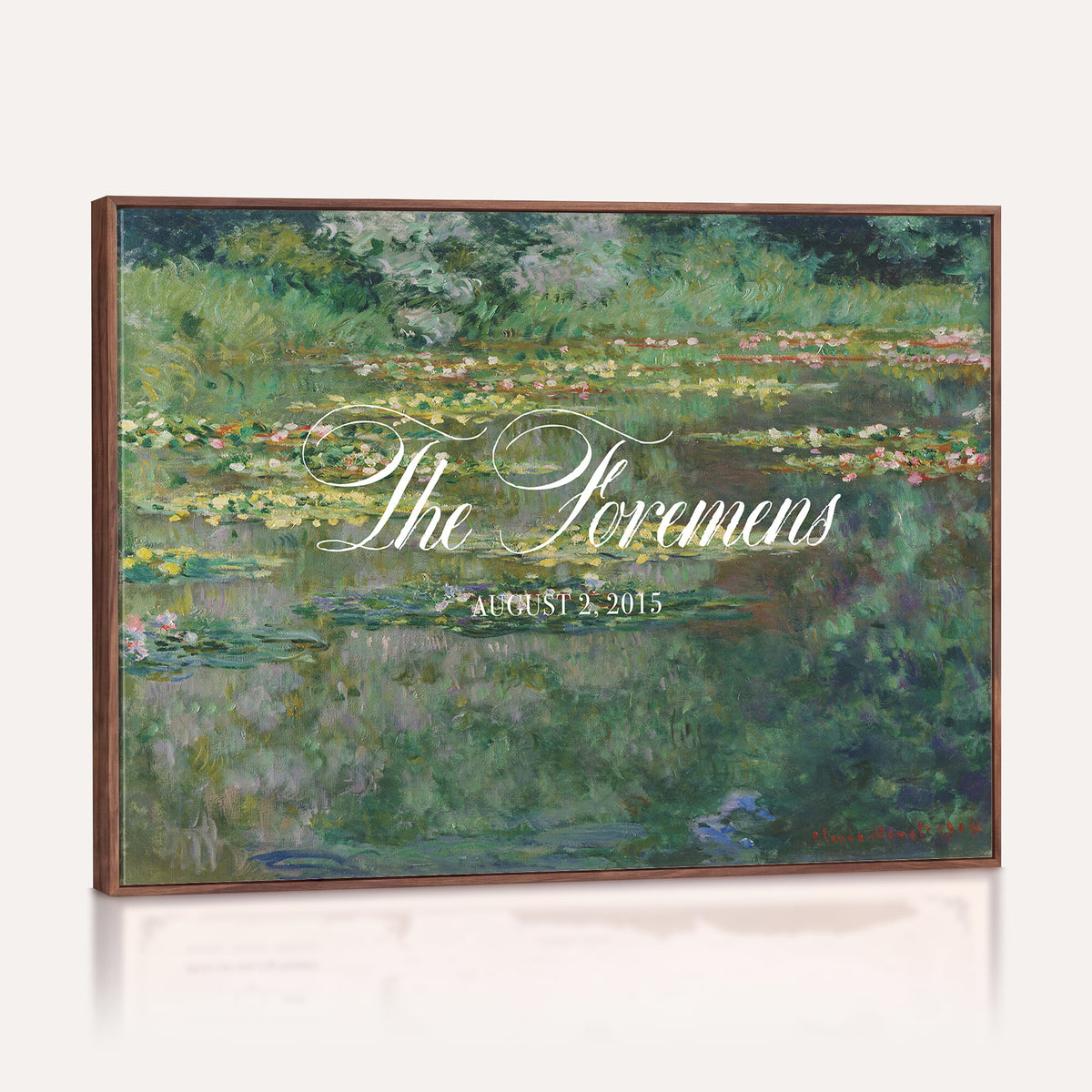 98675697-MCV-HS-36X24 - Wedding Easel Sign | Personalized Water Lily Pond Vintage Canvas | Framed Welcome Sign for Ceremony