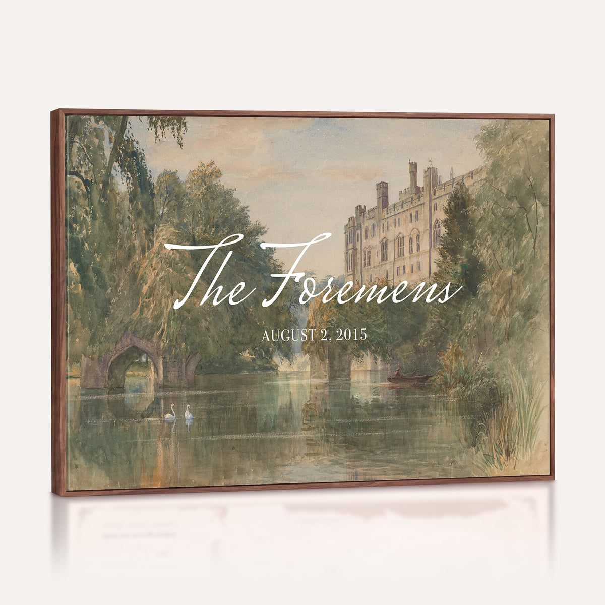 41425019-MCV-HS-36X24 - Personalized Family Name Sign | Lakeside Manor Vintage Landscape Canvas | Wedding Gift