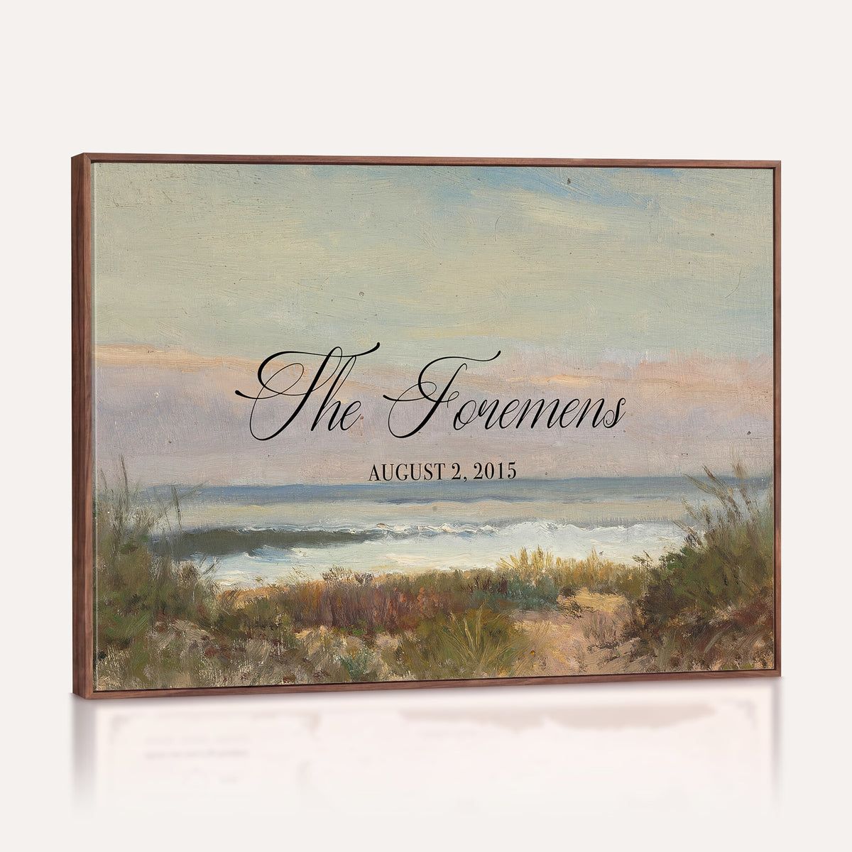 37585091-MCV-HS-36X24 - Wedding Easel Sign | Personalized Coastal Dunes Vintage Canvas | Framed Welcome Sign for Ceremony