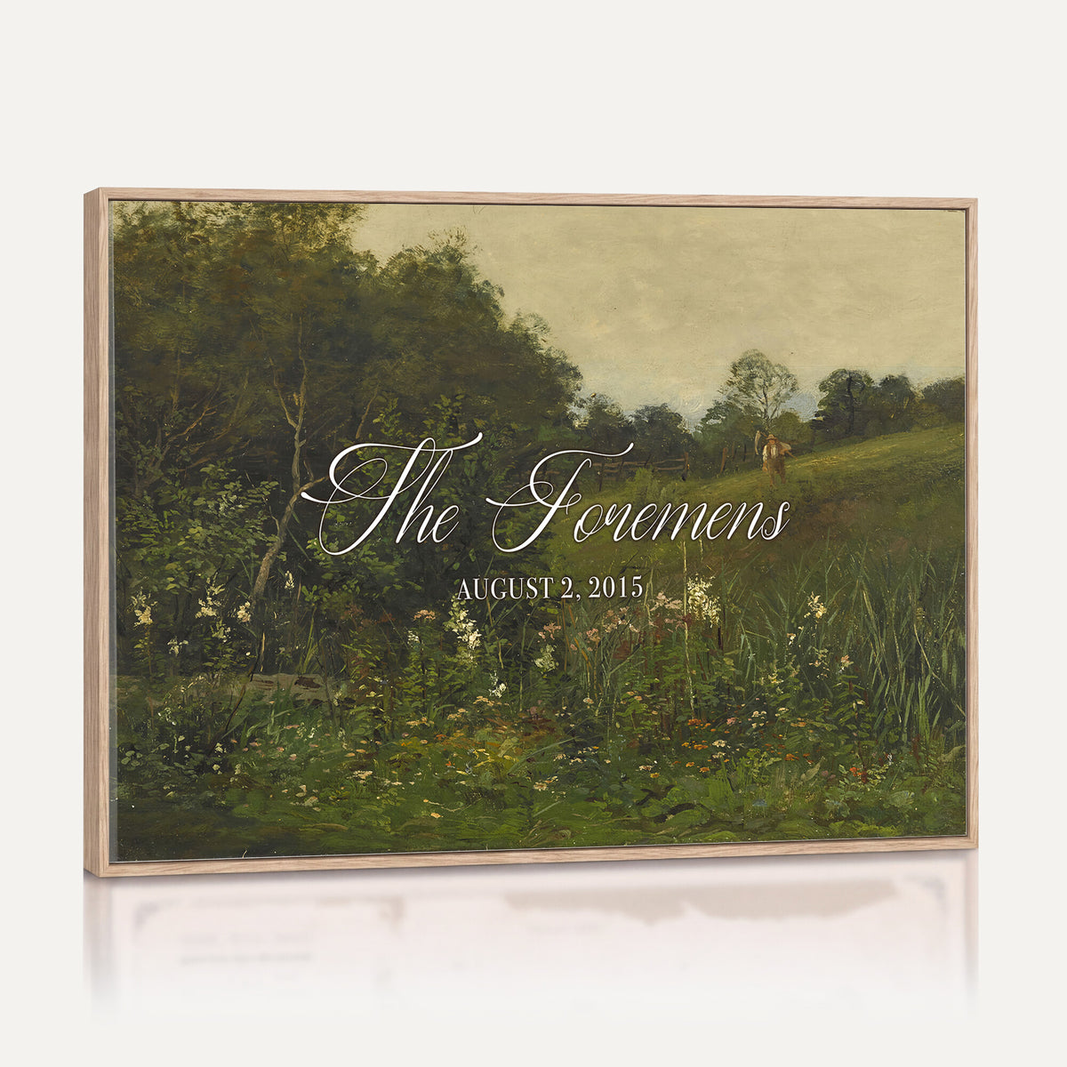 99042643-MCV-HS-36X24 - Personalized Family Name Sign | Wildflower Meadow Vintage Landscape Canvas | Wedding Gift