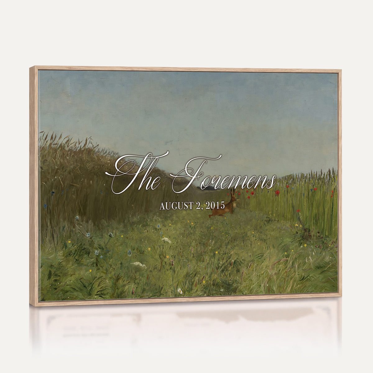 68974350-MCV-HS-36X24 - Personalized Family Name Sign | Summer Meadow Vintage Landscape Canvas | Wedding Gift