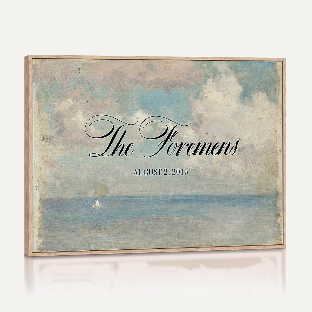 44421319-MCV-HS-36X24 - Wedding Easel Sign | Personalized Seascape Sailboat Vintage Canvas | Framed Welcome Sign for Ceremony