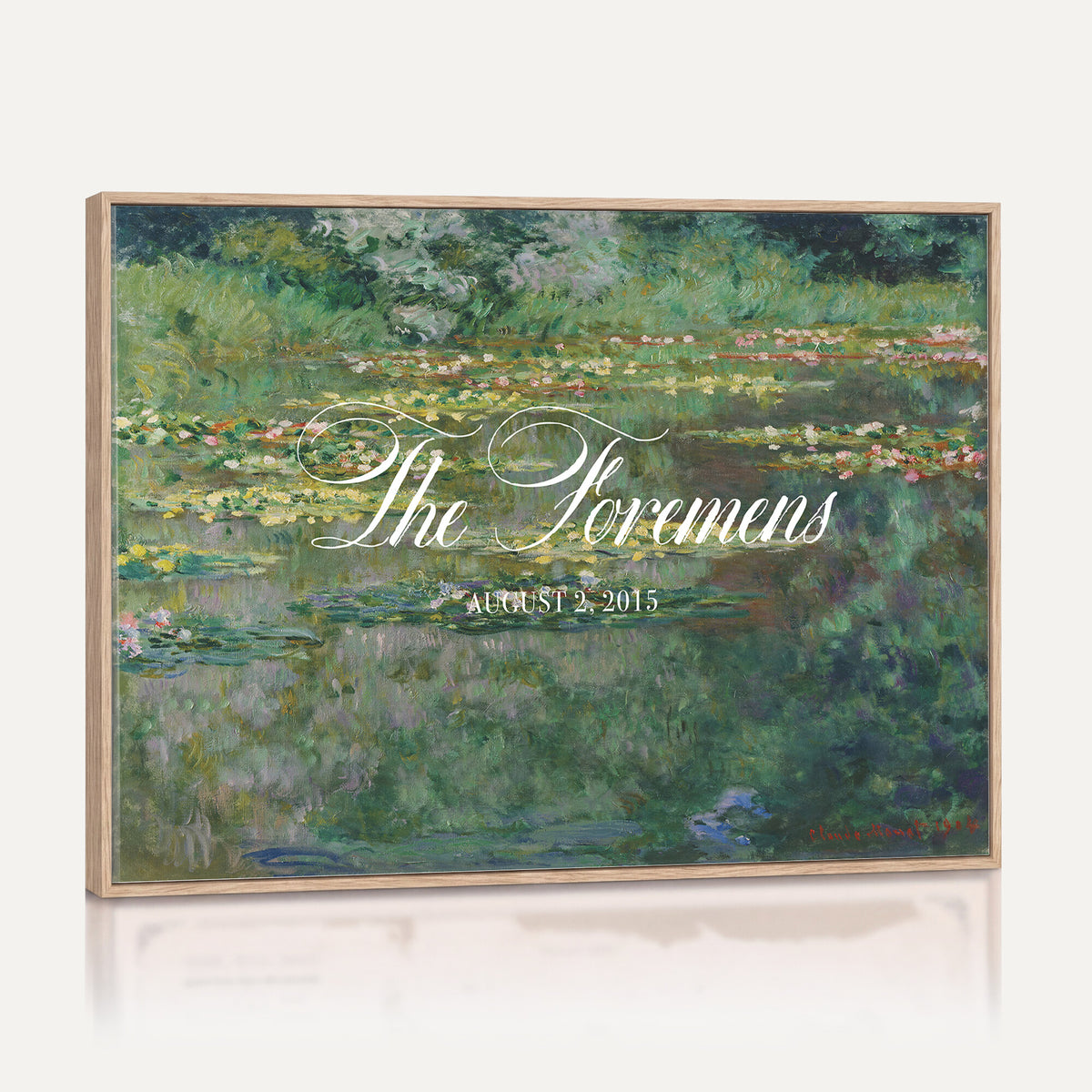 98675697-MCV-HS-36X24 - Wedding Easel Sign | Personalized Water Lily Pond Vintage Canvas | Framed Welcome Sign for Ceremony