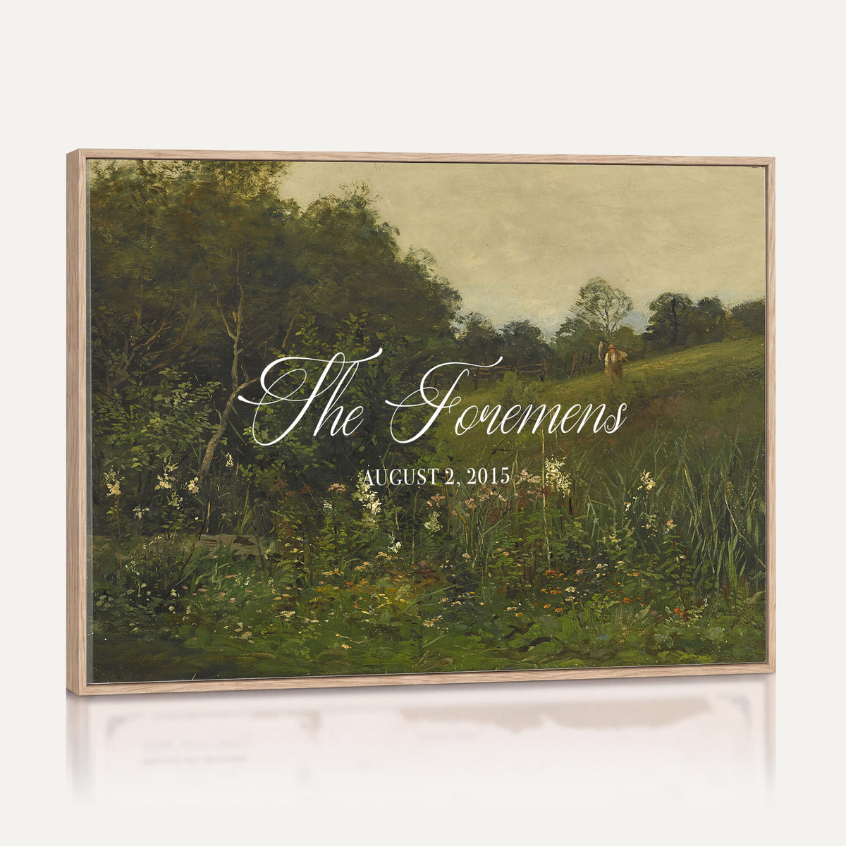 85357558-MCV-HS-36X24 - Personalized Family Name Sign | Evening Meadow Vintage Landscape Canvas | Wedding Gift
