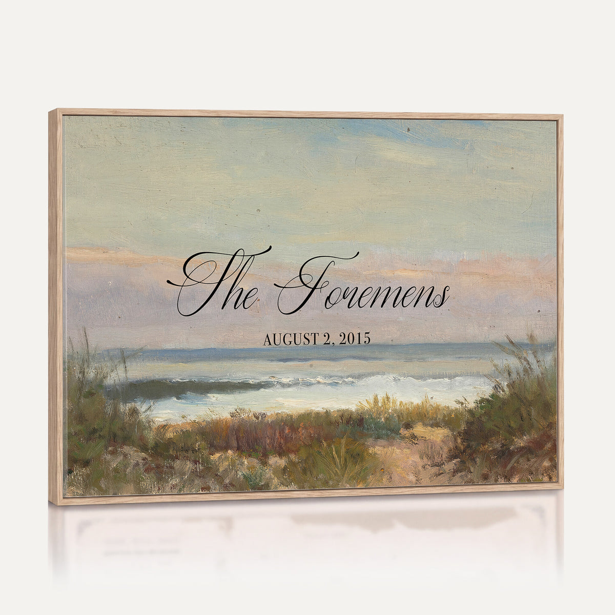 37585091-MCV-HS-36X24 - Wedding Easel Sign | Personalized Coastal Dunes Vintage Canvas | Framed Welcome Sign for Ceremony