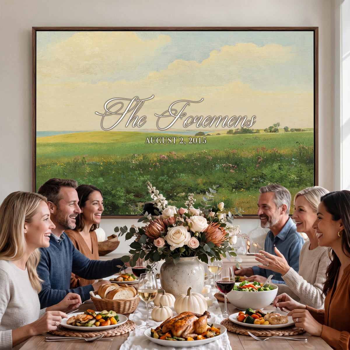 22038715-MCV-HS-36X24 - Personalized Family Name Sign | Open Field Vintage Landscape Canvas | Wedding Gift