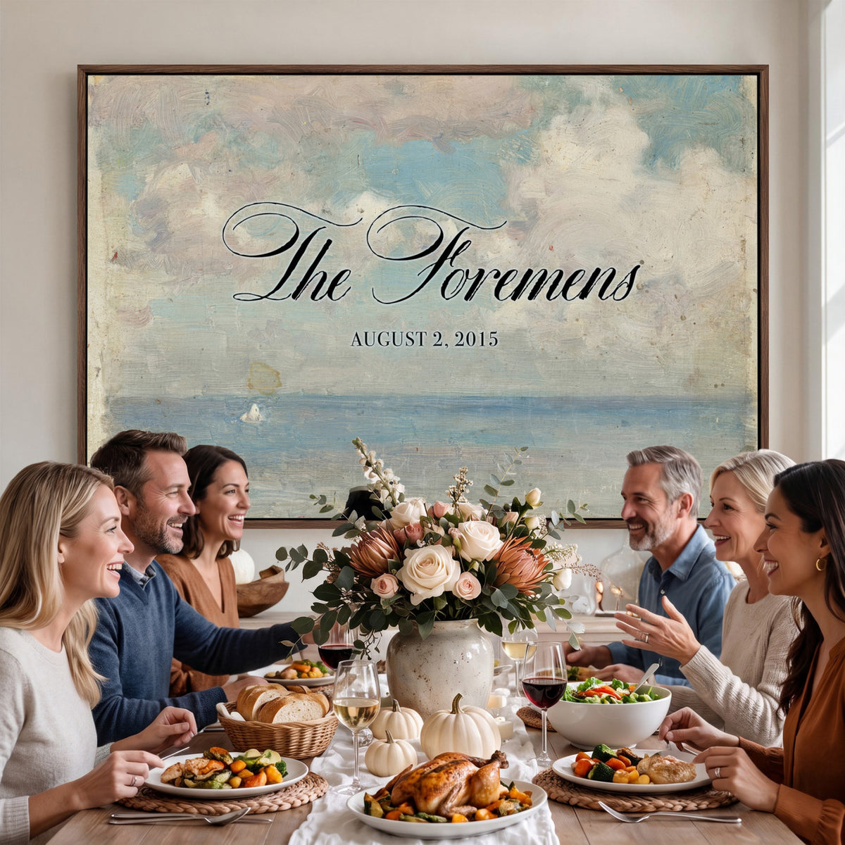 44421319-MCV-HS-36X24 - Wedding Easel Sign | Personalized Seascape Sailboat Vintage Canvas | Framed Welcome Sign for Ceremony