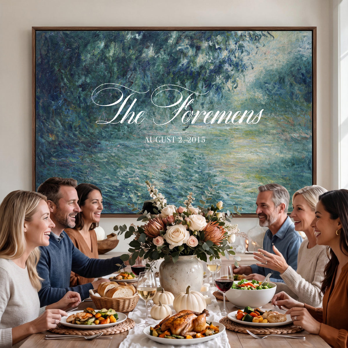 58388539-MCV-HS-36X24 - Personalized Family Name Sign | Willow River Vintage Landscape Canvas | Wedding Gift