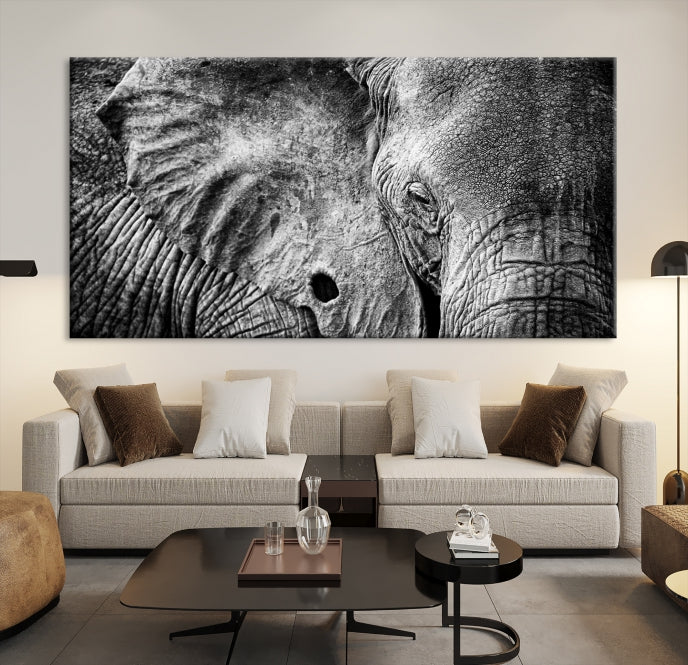 Lienzo decorativo para pared grande con elefante viejo y salvaje