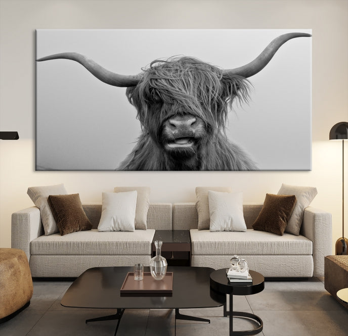 Lienzo decorativo para pared grande con vaca de Texas