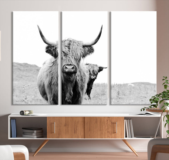 Magnifique art mural sur toile de vache des Highlands