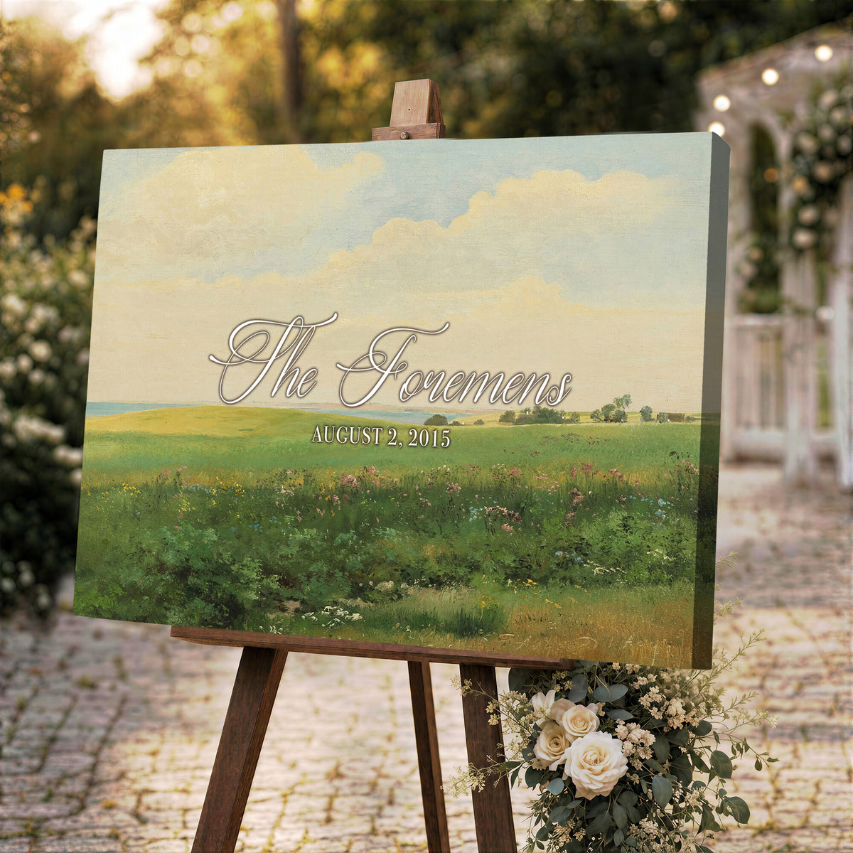 22038715-MCV-HS-36X24 - Personalized Family Name Sign | Open Field Vintage Landscape Canvas | Wedding Gift