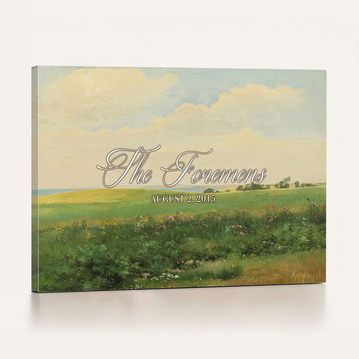 22038715-MCV-HS-36X24 - Personalized Family Name Sign | Open Field Vintage Landscape Canvas | Wedding Gift