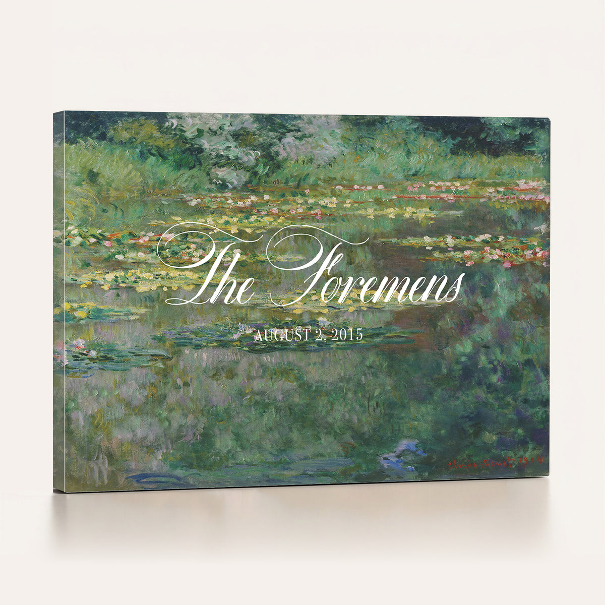 98675697-MCV-HS-36X24 - Wedding Easel Sign | Personalized Water Lily Pond Vintage Canvas | Framed Welcome Sign for Ceremony