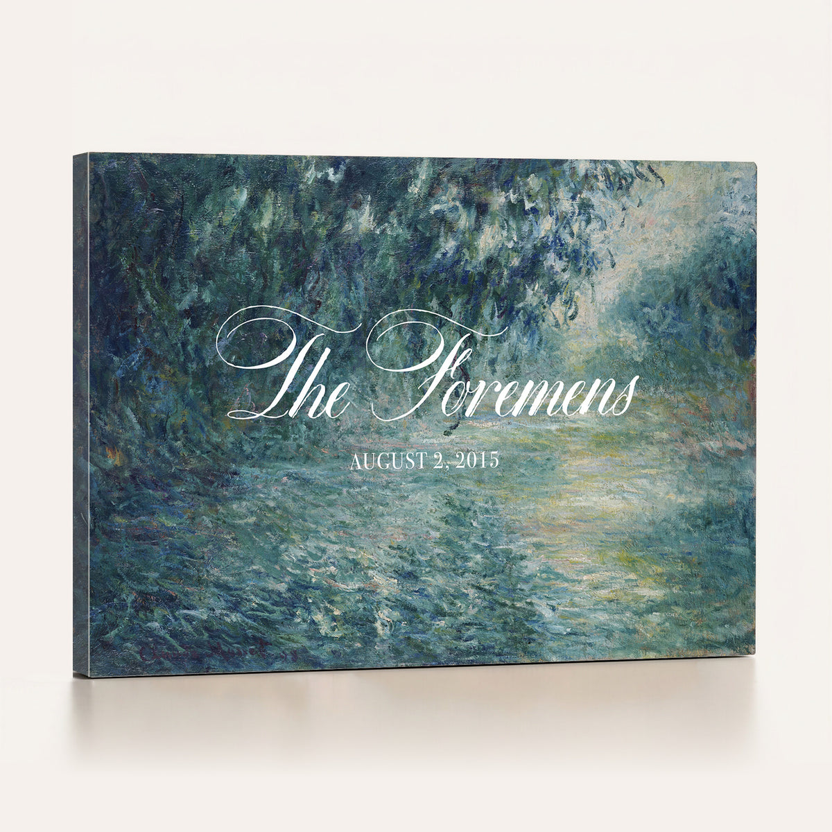 58388539-MCV-HS-36X24 - Personalized Family Name Sign | Willow River Vintage Landscape Canvas | Wedding Gift